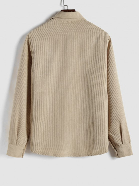 MEN'S SHIRT WITH HALF BUTTON AND LONG SLEEVES IN CORDURO