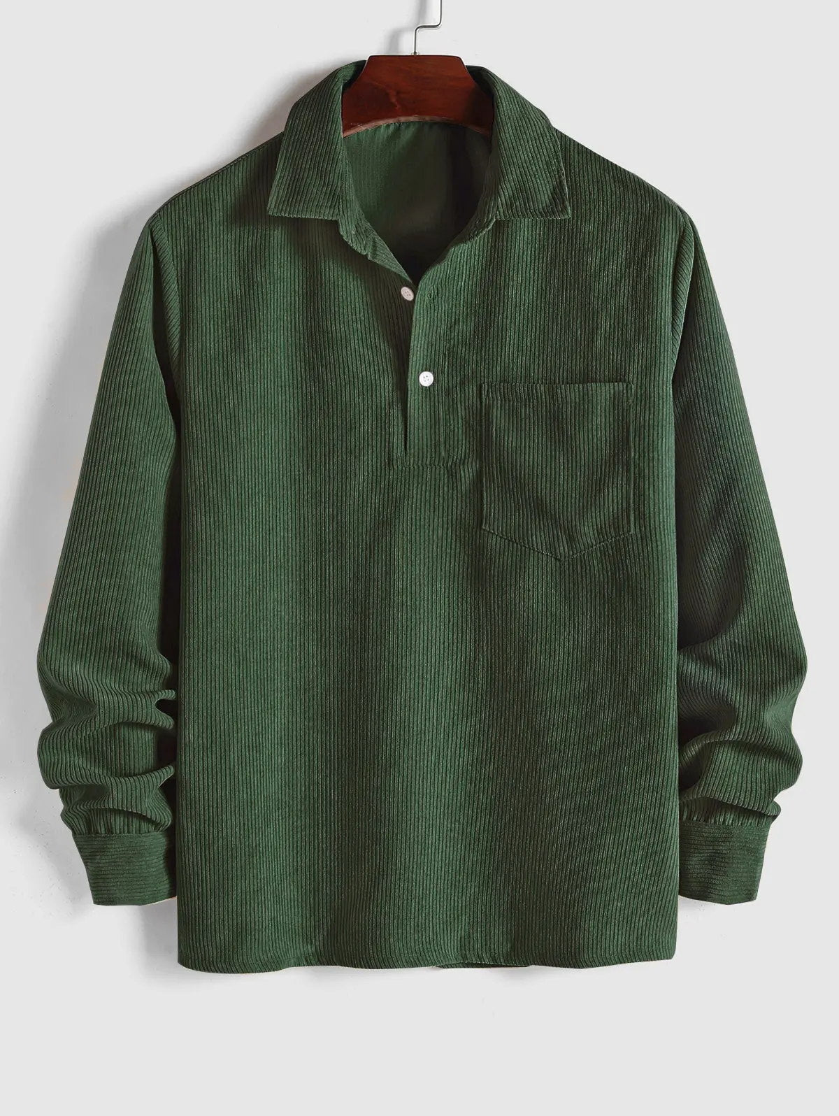 MEN'S SHIRT WITH HALF BUTTON AND LONG SLEEVES IN CORDURO