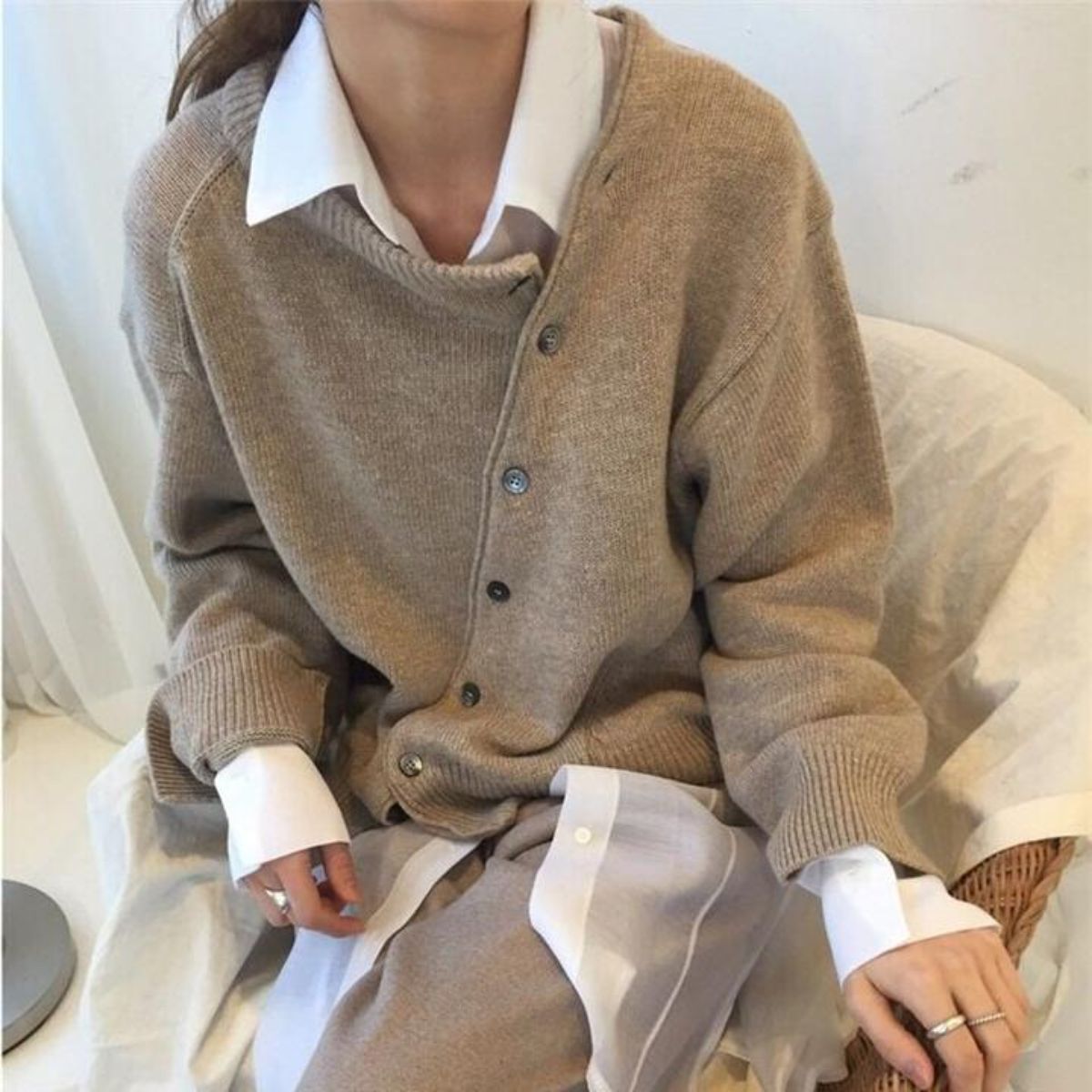 Fia™ | Comfortable cashmere vest with a playful button placket - brown 