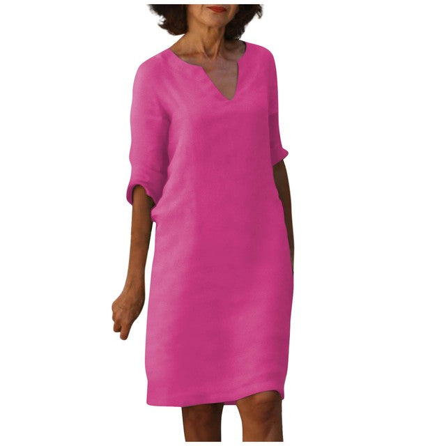 Florence - dress with V-neck and three-quarter sleeves