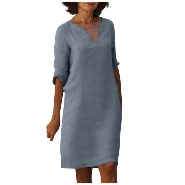 Florence - Kleid mit V-Ausschnitt und Dreiviertel-Ärmel